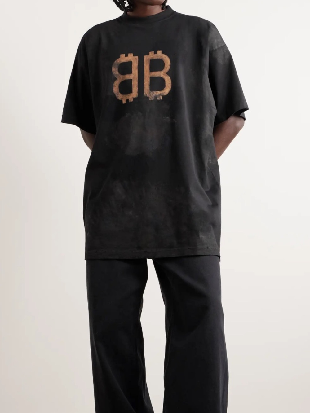 Balenciaga Crypto Oversized Washed Black Destroyed Tee